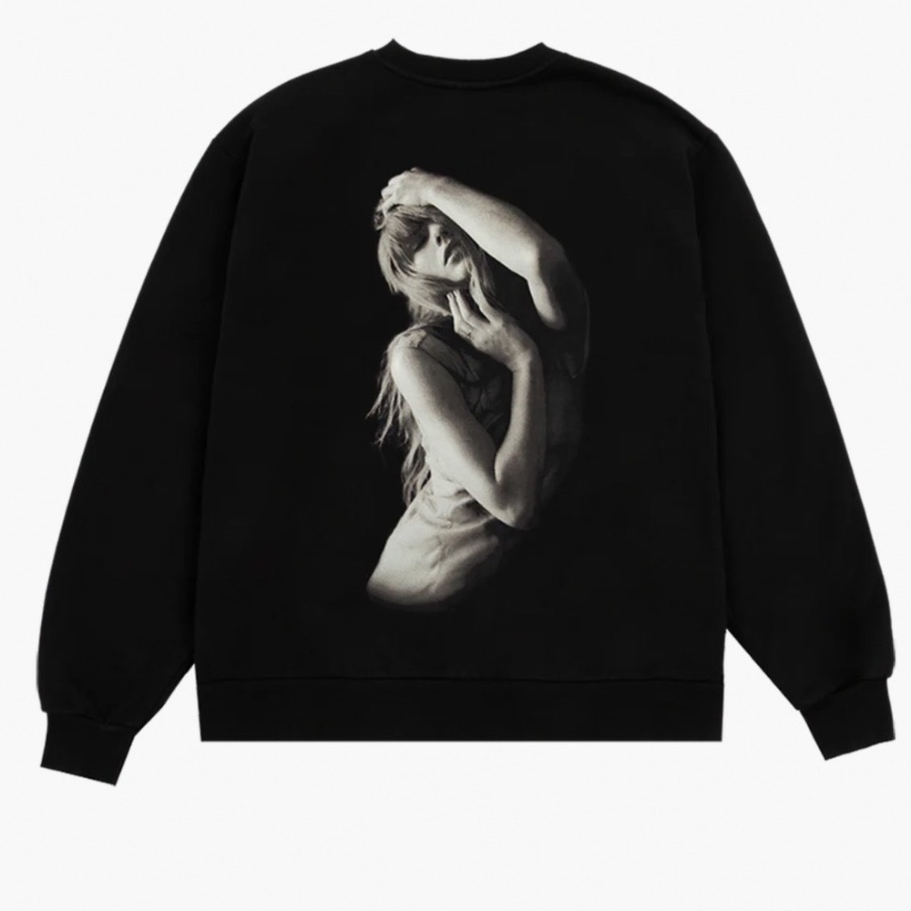 Taylor Swift The Tortured Poets Department TTPD Black Crewneck Sweatshirt Small